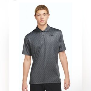 Nike Dri-FIT Golf Polo Gray Striped Performance Shirt Men’s Medium EUC